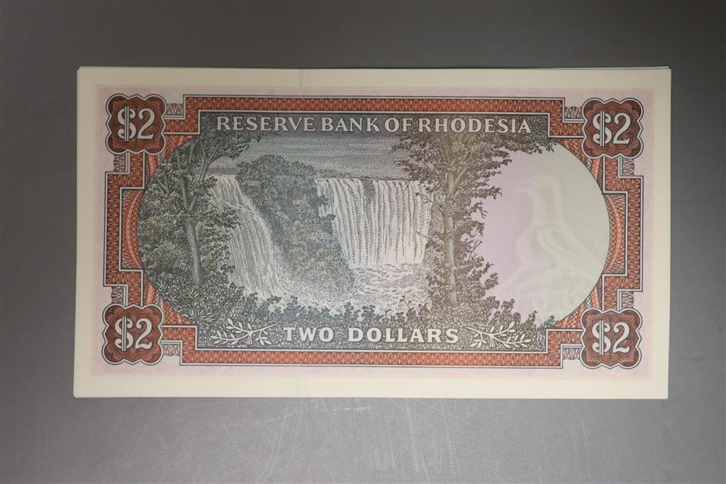 Reserve bank of Rhodesia, ten $2 dollar banknotes, consecutive serial numbers K/116- 24 May 1979 (10) all UNC